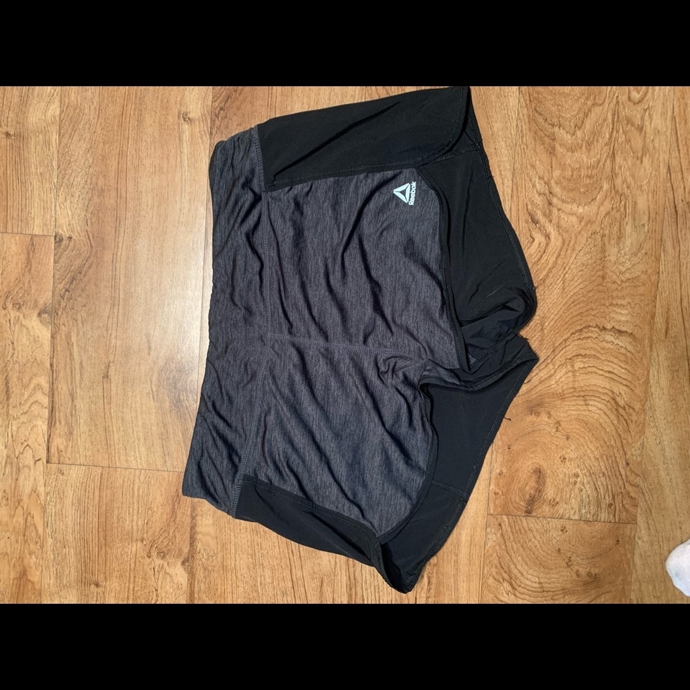 black/charcoal gray athletic shorts